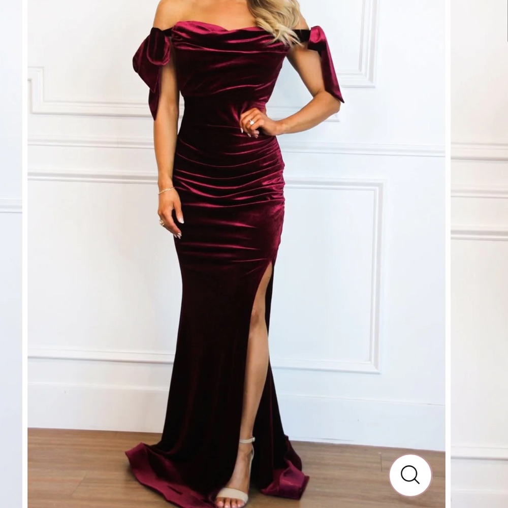 Velvet Burgundy Off shoulder dress